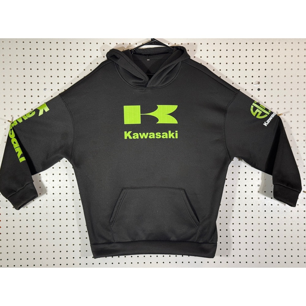 Kawasaki Ninja H2R Graphic Hoodie Black Lime Green Mens Pullover Sweatshirt